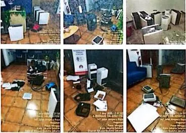 Dokumentasi lapangan proses pembersihan filter pada sebagian dari 22 unit air purifier di kantor OLX HO Ampera